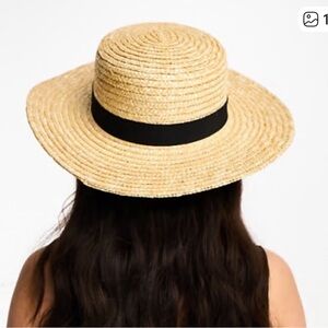 ASOS Natural Straw Boater Hat with Black Band